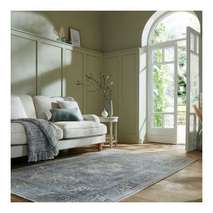 Tapis vintage plat lavable en machine ray&eacute; Windsor Vert 120x170