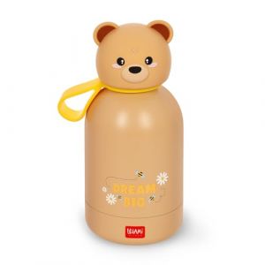 Legami Bouteille d'eau pour enfants Hot&Cold BFF, Teddy Bear, double couche en acier inoxydable 18/8 avec fermeture hermétique, garde le chaud pendant 12 h et le froid pendant 24 h, capacité 310 ml