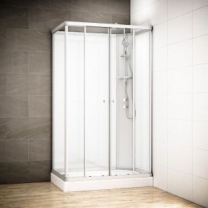 Cabine douche 140 x 90 SILVER Blanc rectangulaire droite