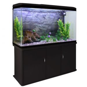 Monster shop Aquarium de 300 Litres, Kits et Accessoires de Démarrage, Graviers Naturel, Meuble NOIR, 143,5cm x 120,5cm x 39 cm