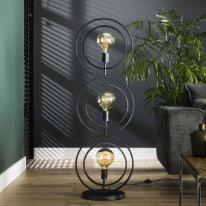 M&S Lampadaire 3 lampes 40x30x124 cm en m&eacute;tal gris fonc&eacute; - sybil