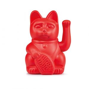 Image de DONKEY Products - Lucky Cat Red - Chat Angulaire Rouge | Chat d&eacute;coratif Japonais dans Un &eacute;l&eacute;gant Ton Mat 15 cm de Haut