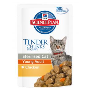 Image de Hill's 12x85g Young Adult Sterilised Cat poulet Science Plan - Nourriture pour Chat