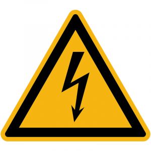 Autocollant Danger Warning Avertissement NF ISO7010 - Sticker Adh&eacute;sif Signal&eacute;tique Triangulaire Lamin&eacute; Plastifi&eacute; R&eacute;sistant &agrave; l'eau et aux UV - Electricit&eacute; - 10x10 cm