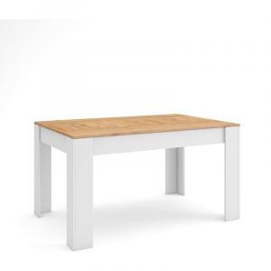 Skraut Home - Table à manger - Meuble Salle à Manger - 140x90x76 cm - Pour 6 personnes - Meubles de Salon - Style moderne - Chêne et blanc