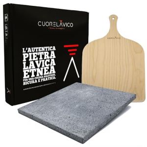 Plaque réfractaire - CUORE LAVICO - 39 x 35 x 2 cm - Pierre de lave - Pour pizza et pain - 1000 °C