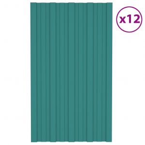 VidaXL Panneaux de toiture 12 pcs Acier galvanisé Vert 80x45 cm