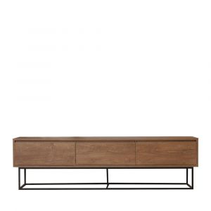 DRAWER Meuble TV 3 tiroirs en bois et métal L180cm - Bois foncé
