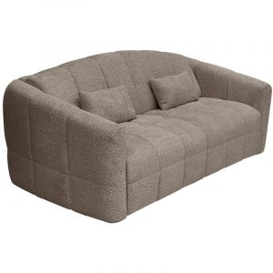 Canap&eacute; 3 places convertible express en tissu bouclette taupe - Couchage 140 cm - Matelas 13 cm RETUNA