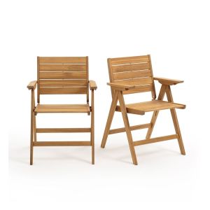 2 fauteuils pliants Réalto, en acacia . Beige