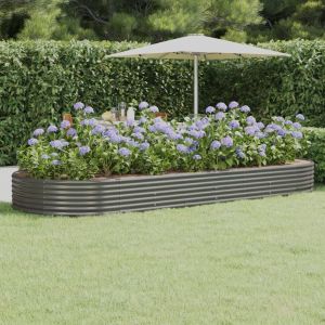 VidaXL Jardinière de jardin Acier enduit de poudre 373x140x36 cm Gris