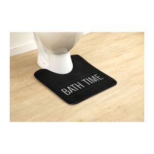 Tendance Tapis contour wc en microfibre 45 x 50 cm déco Néo rétro Noir - Noir