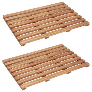 VidaXL Tapis de salle de bain 2 pcs Bois d'acacia massif 56x37 cm