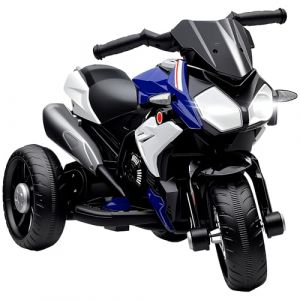 Homcom Moto électrique enfants - 3 roues - effets lumineux et sonores - métal et PP - 86x42x52cm - bleu