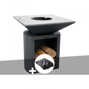 Artiss Design Brasero Artiss G2 Graphite plaque de cuisson acier inoxydable alimentaire + housse de protection