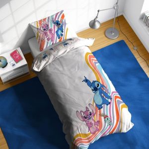 Disney Lilo & Stitch 100% Coton Parure de Lit Simple - Inclus Taie dOreiller 50 x 70 cm