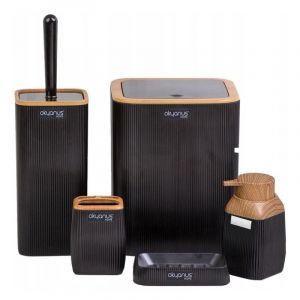 Ensemble de salle de bain 5 éléments carré en bois noir pour WC CHM