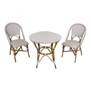 Axi Jacqueline Table et Chaise Bistrot, Rose Sombre/Blanc, 2 Chaises 1 Table, Ensemble Bistro Extérieur Table de bistro avec 2 chaises, rotin