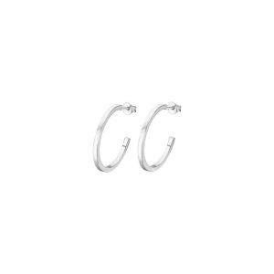 Lotus Boucles d'Oreilles femme - Créoles Silver moyenne argent - Couleur de la matière:Blanc