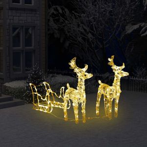 Image de VidaXL Décoration de Noël Rennes et traîneau 160 LED 130 cm Acrylique