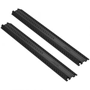 Image de Rampe de Protection de Câble-VEVOR -1145 x 80 x 5 cm-Charge 907 kg - Couvercle Supérieur Rabattable- Routes-Noir/Jaune