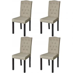 Image de Décoshop26 Lot de 4 chaises de salle à manger cuisine dossier capitonné poil de chameau tissu - noir