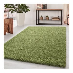 Allotapis Tapis uni &agrave; longues m&egrave;ches rectangle Swirls 65x130 Vert