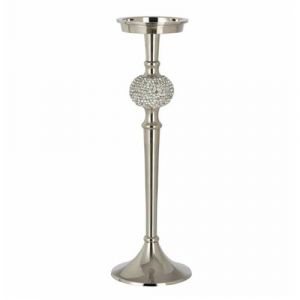 Bougeoir Design Sph&egrave;re Diamant 36cm Argent