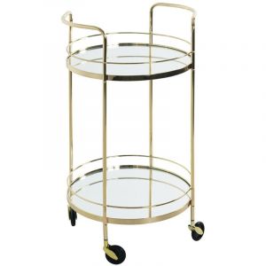 Pegane Desserte, table de desserte en métal doré et verre - longueur 46 x profondeur 43 x hauteur 77 cm -