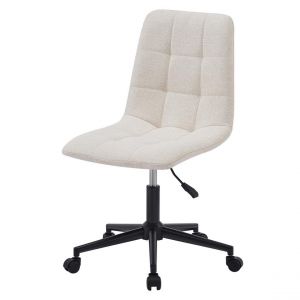 Chaise de bureau en tissu beige avec base en metal