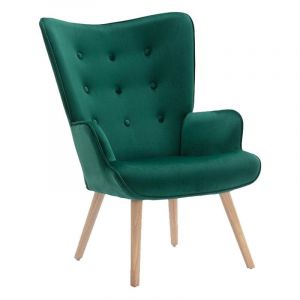 Fauteuil en velours vert VATELY