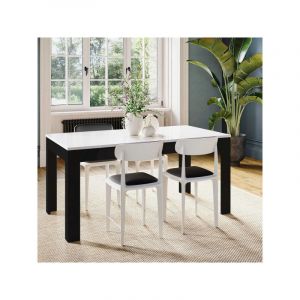 Table de repas Noir/Blanc laqué - reve - l 160 x l 90 x h 70 cm