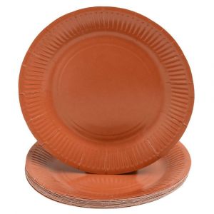 Lot de 25 - PRONAPPE 20 Assiettes en carton rondes, 23 cm - Terracotta