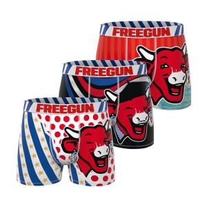 Freegun Boxer Enfant La Vache Qui Rit, Caleçon Garçon Ultra-Doux et Confortable (Lot de 3) 6 Ans/8 Ans