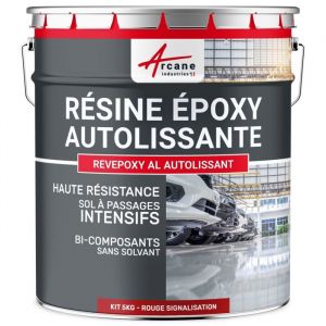 Arcane industries R&eacute;sine Epoxy Autolissante - Peinture pour Sol : D&eacute;co int&eacute;rieure, Atelier - Effet Miroir - 5 kg Rouge signalisation - RAL 3020