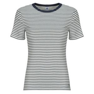 Image de Petit Bateau Femme A0bol Tee Shirt Manches Courtes, Marshmallow/Smoking, L EU
