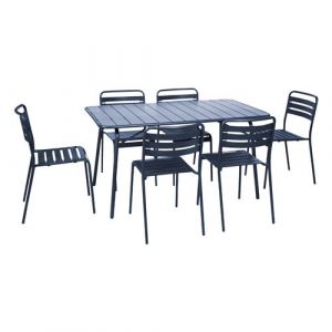 Sweeek Table de jardin pliante métal 6 chaises Amelia bleu marine 1412 x 80 x 725cm