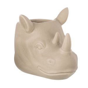 Jolipa Cache-pot Rhinocéros Beige - En céramique - Hauteur 12 cm - Largeur 12 cm - Profondeur 17.5 cm