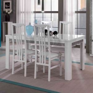 Image de Table de repas rectangulaire laqué Blanc - crac - l 160 x l 90 x h 77 cm - Blanc