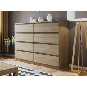 Celia - commode 8 tiroirs - bois - 139 cm - style contemporain - bois - Bois