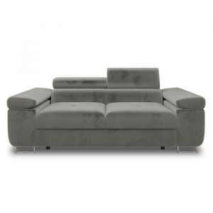 Pablo - canapé droit 2 places avec têtières ajustables - en velours - Gris