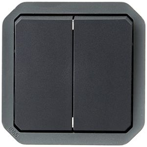 Legrand Commande pour fonction double interrupteur ou va-et-vient 10A ou poussoir 10A étanche Plexo finition anthracite