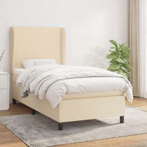 VidaXL Lit à sommier tapissier et matelas Crème 90x190 cm Tissu Cream