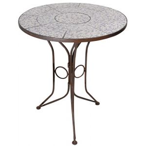 Esschert design Table de jardin fer forgé et céramique Diam:60cm