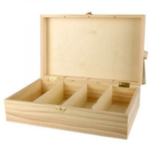 Boite en bois 4 compartiments 31 x 19,4 cm H 9 cm