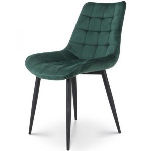 Kosmi Lot de 2 chaises vertes style scandinave avec assise en tissu rembourré et pieds en métal noir