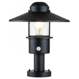 Image de Elstead Lampe de peau Klampenborg E27 40W IP44 en acier inoxydable, verre transparent Noir b: 27,5 cm &Oslash;27,5 cm