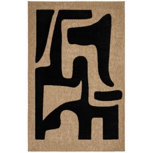 Nazar Tapis aspect jute à motif abstrait en relief - Noir - 200x290 cm