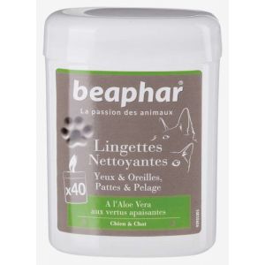 Image de Beaphar Lingettes nettoyantes pattes, pelage, yeux et oreilles (40 lingettes)