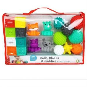 INFANTINO Senso Set de 8 balles souples 8 cubes sensoriels et 4 animau ar urs